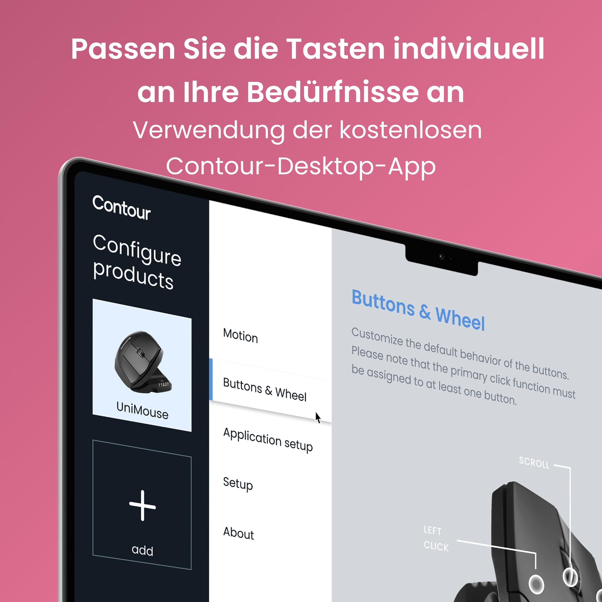 Contour Unimouse Ergonomische Maus | Einstellbare Neigung von 35°-70°, 6 programmierbare Tasten, Daumenauflage bei Handgelenkschmerzen | Plug & Play für Mac & PC - Kabellos - Rechts