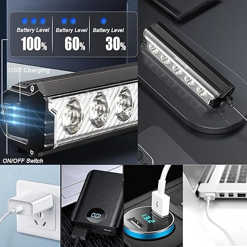 Miniatura 5 de Luz LED súper brillante para bicicleta, faro de bicicleta recargable USB, faro de bicicleta impermeable, 5 modos de 2500 lúmenes, faro de bicicleta