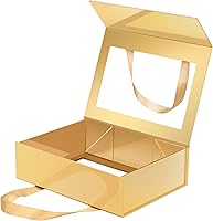 Vista 15 de Caja negra extragrande para padrino de boda con tapa, 16.3 x 14.2 x 5 pulgadas, magnética para ropa y regalos grandes (negro mate)