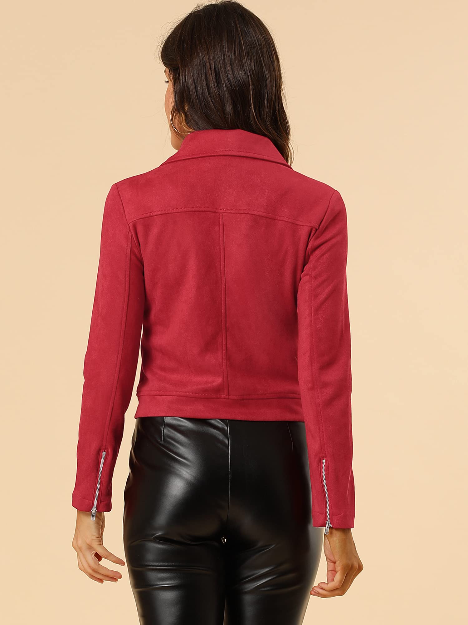 Allegra K Faux Suede Biker Moto Jacket Chaqueta Moto Mujer
