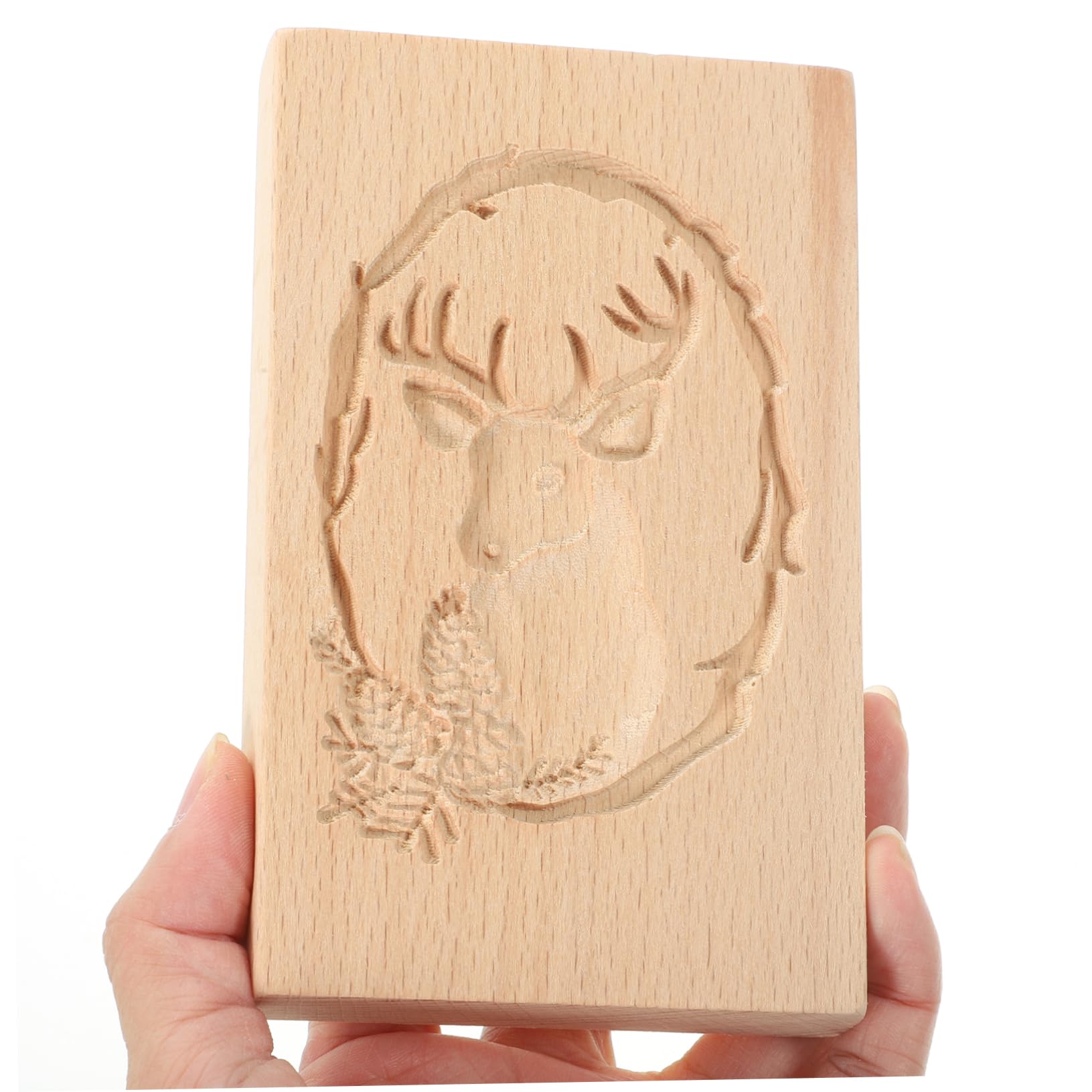 Stampo Per Biscotti a Pressione Di Natale in Legno Naturale 13x8x2 Cm, Utensile Da Forno Artigianale Design Renna, Facile Da Pulire e Per Dolci Fai Da Te e Regali Creativi
