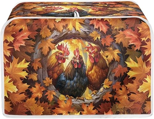 Vista 46 de UNICEU Funda acolchada para tostadora con patrón de café, se adapta a la mayoría de tostadoras estándar de 4 rebanadas patrón de café,Hojas de otoño