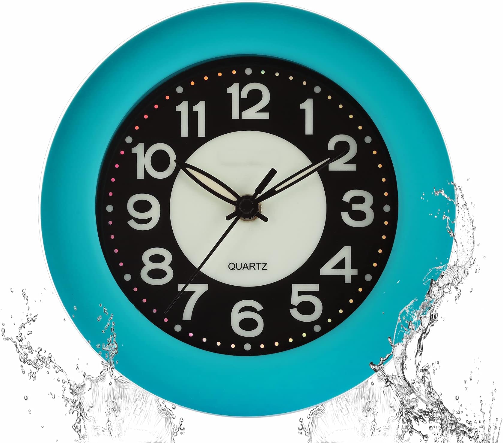 Bathroom Clock Waterproof for Water Spray, Shower Clocks Analog, Large Screen, Non Ticking Silent, Luminous, Table Stand, Wall Mounted Clock for Home, Office, Pool, Spa, Restaurant (Blue)