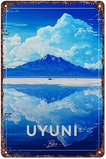 SXUZUSF Salar De Uyuni Travel Poster Bolivia Aluminum Metal Sign Vintage For Home Bedroom And Bathroom Wall Decoration 12 * 8 Inch