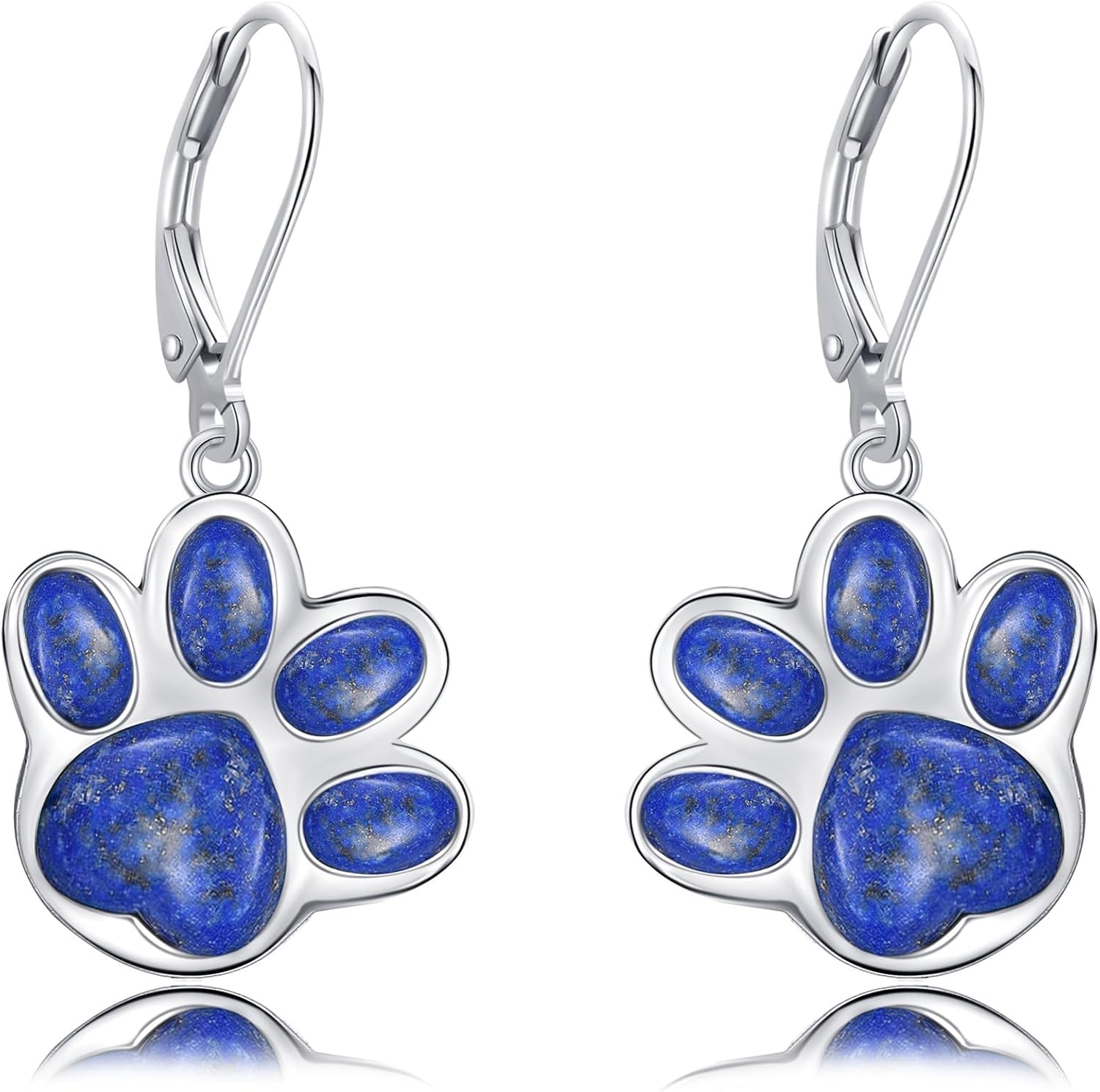 VONALA Paw Print Earrings with Turquoise/Black Onyx/Moonstone/White Opal/Cat Eye Stone/Lapis Lazuli for Women 925 Sterling Silver Dog Earrings Animal Jewelry