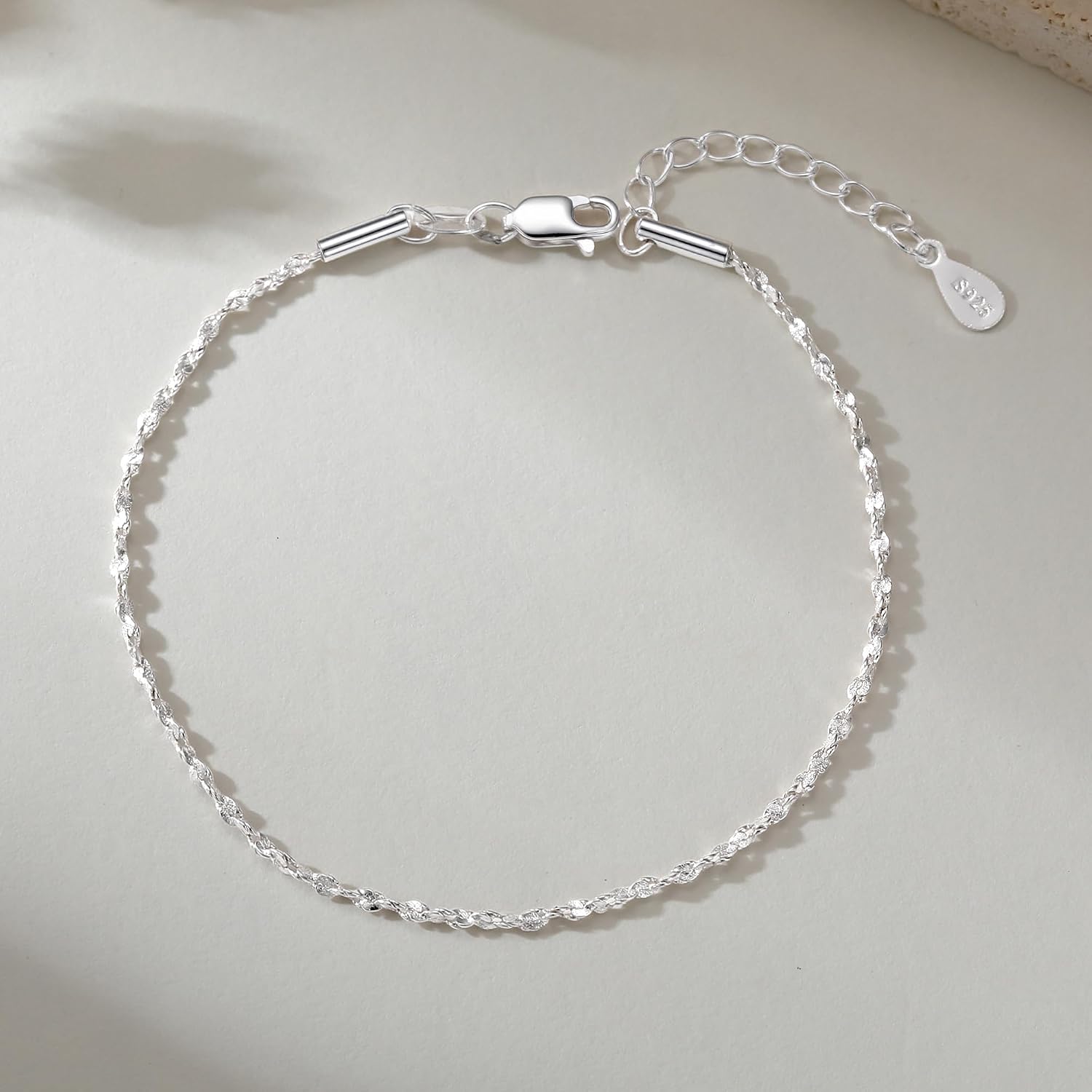 Silver Bracelet for Women, 925 Sterling Silver Singapore Chain Bracelet Delicate & Durable Gifts for Women 6.5-8 Inches