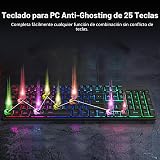 Redragon S107 Combo de teclado y mouse para videojuegos, teclado RGB para Gaming y mouse de 3200 DPI con alfombrilla grande, teclado anti-ghosting de 25 teclas, teclado con sensación mecánica, plug