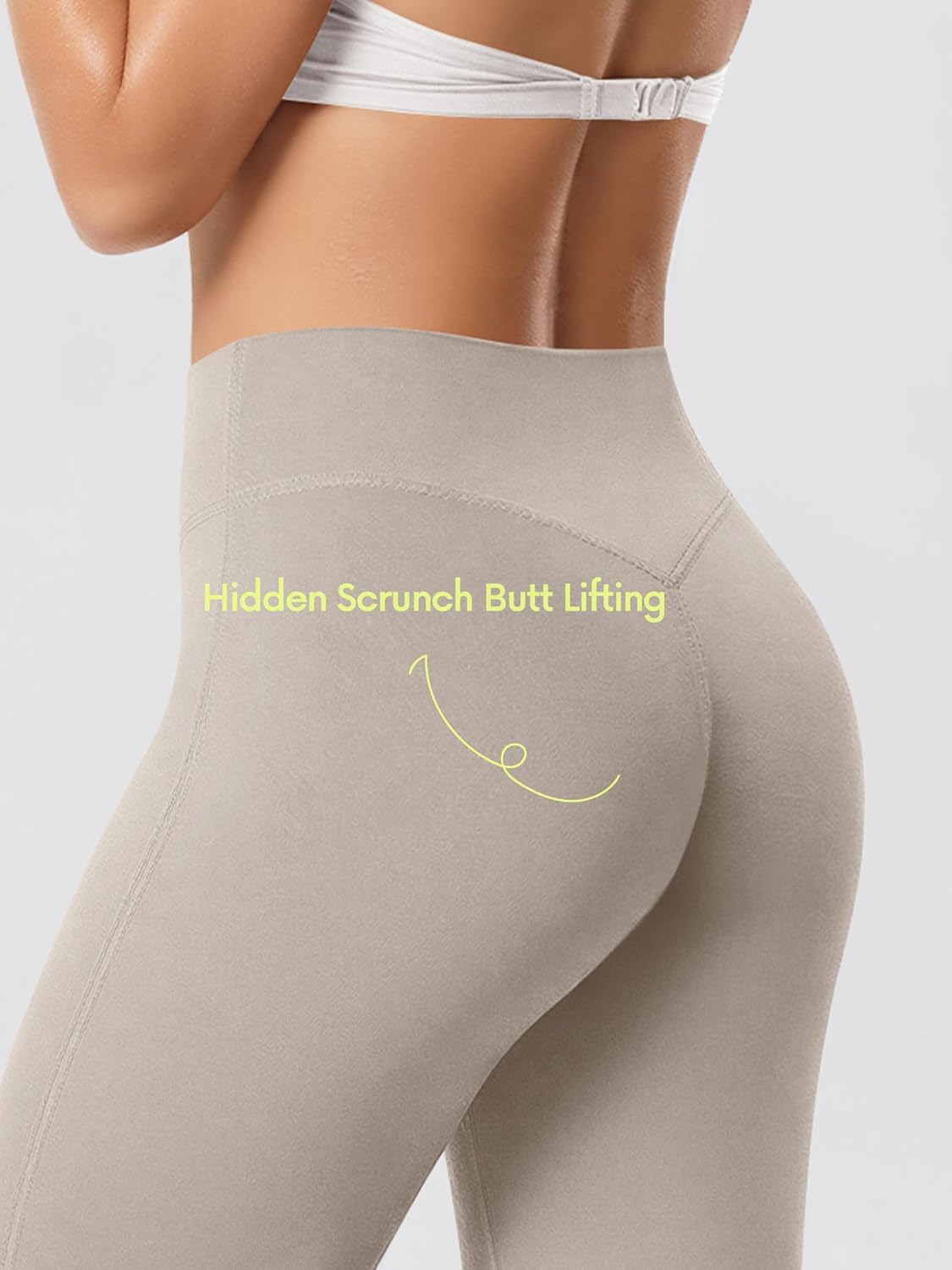ODODOS Straight Leg Workout Leggings for Women - No Front Seam High Waist Pants Hidden Scrunch Butt Lifting Yoga Pants, 31"