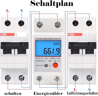 LCD Digital Electricity Meter 5(80) A 220V B Calibrated AC Meter DIN Rail KWh Meter 1-Phase 2-Pin 2P DIN Rail Electricity Meter with Reset Button