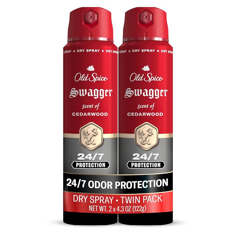 Antitranspirante em spray Old Spice Swagger com fragrância de cedro, Pacote com 2
