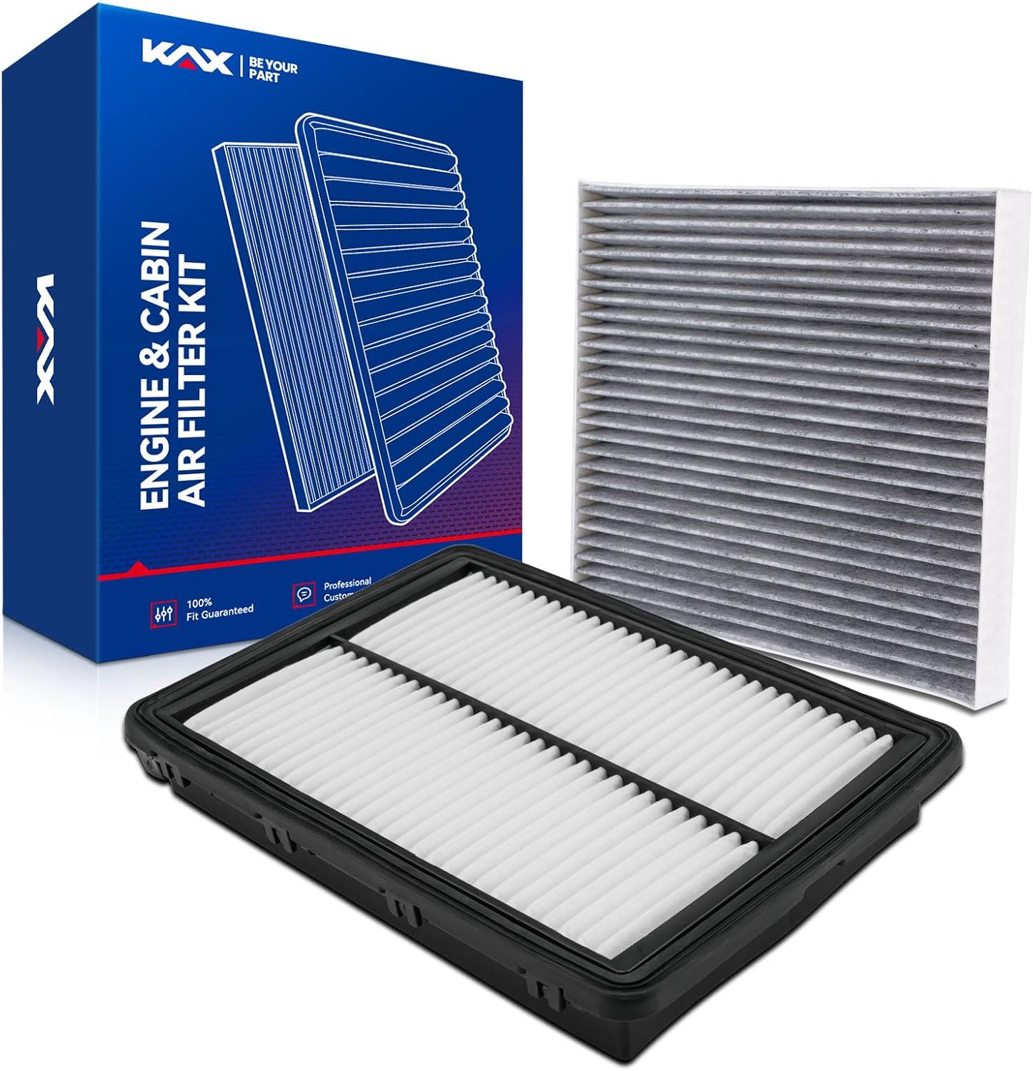 KAX Engine & Cabin Air Filter Kit, Replacement for Kia Optima 2016-2020 (2016 only GAS not for FHEV), Hyundai Sonata 2016-2019, Replace# CA11942 CF12159