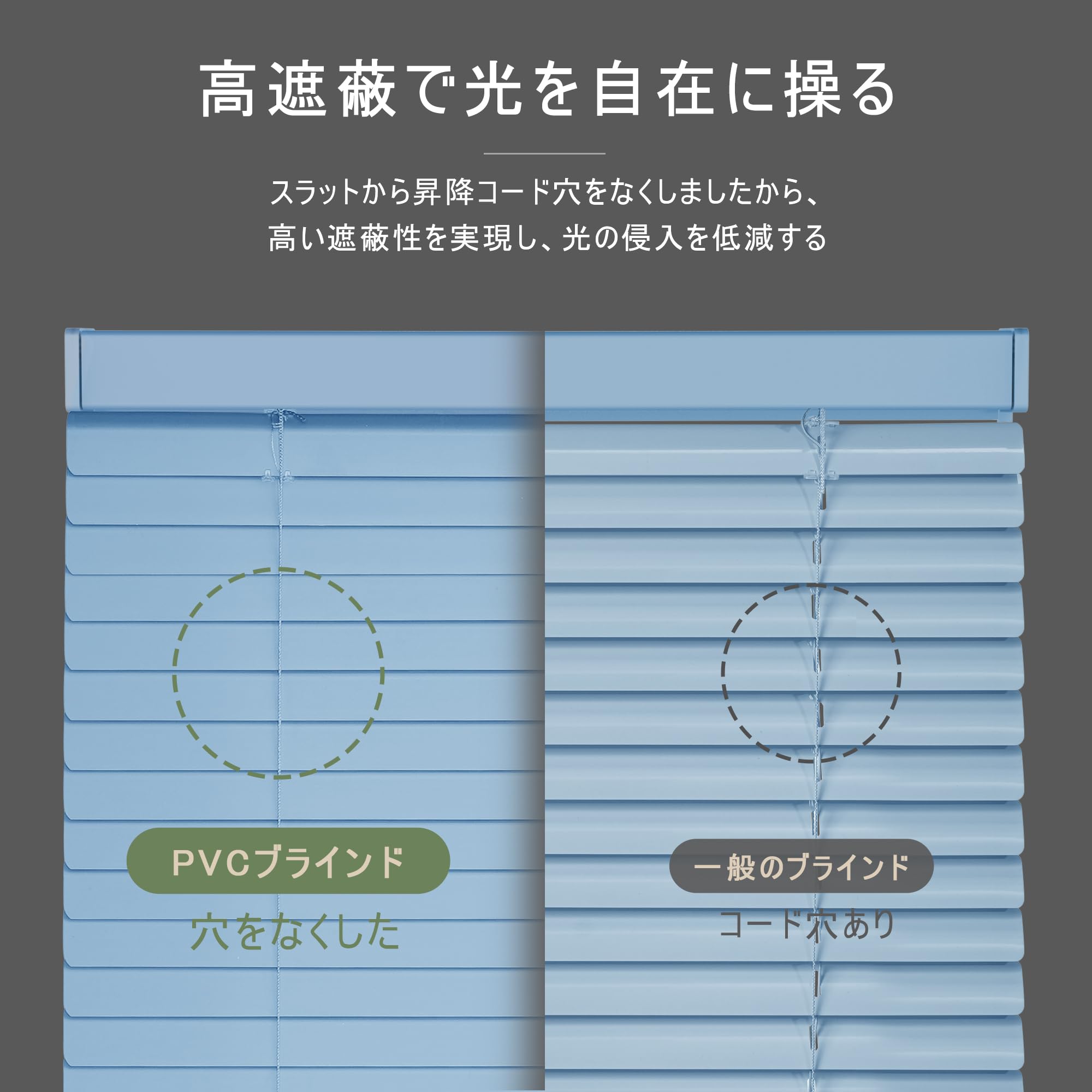 穴がない美しいスラットで高遮蔽・高遮光耐水・樹脂製ブラインド(フォレティアエグゼ チェーンアクア) 幅180×高さ140cmまで 穴がない美しいスラットで高遮蔽・高遮光耐水・樹脂製ブラインド