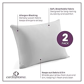 CirclesHome Wedge Pillow Cover 100% Cotton, Zippered Wedge Pillow Case Protector, Soft, Hypoallergenic & Breathable -, Light Grey, (25Wx26Lx7.5)