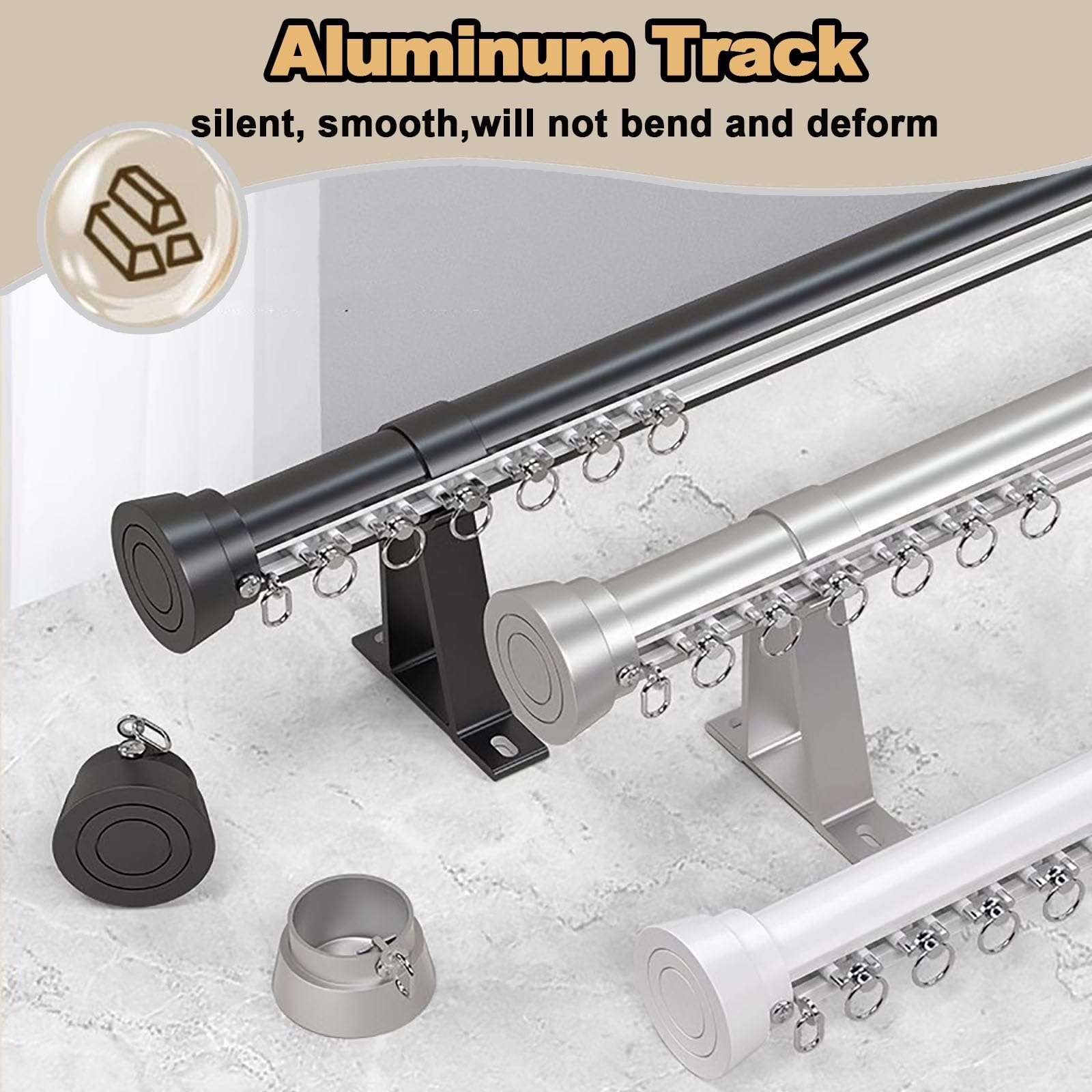 Verstellbare Aluminium-Gardinenstangen Traverse Track für Vorhänge & Vorhänge, Wandmontage, Schwarz/Weiß, 1-8 m, ideal für Raumteiler & Wohnkultur, langlebige und stilvolle Lösung