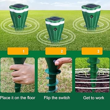 Solar Powered Waterproof Animal Repellent, 2026 Upgraded Solar Ultrasonic Animal Repeller Outdoor, Motion Activated Ultrasonic Pet Deterrent, Cat Repellent for Garden, Yard (1PC)