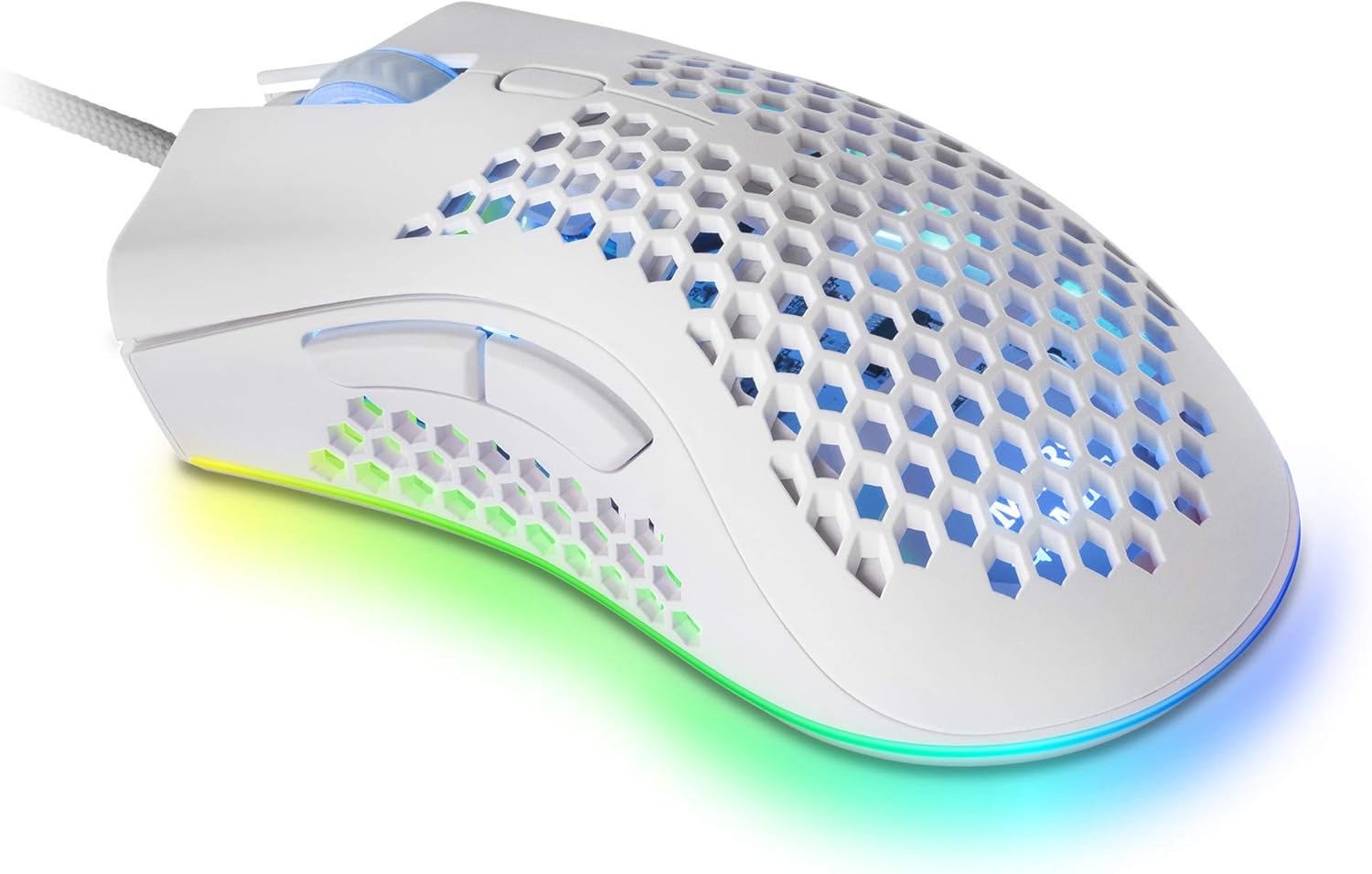 Mars Gaming MMEX, Ratón Gaming Premium 32000 dpi, Sensor PixArt 3389PRO, Switches Ópticos Ultra Rápidos, Diseño Hive Ultraligero 75g, RGB Chroma, 7 Botones, Software, Blanco 3