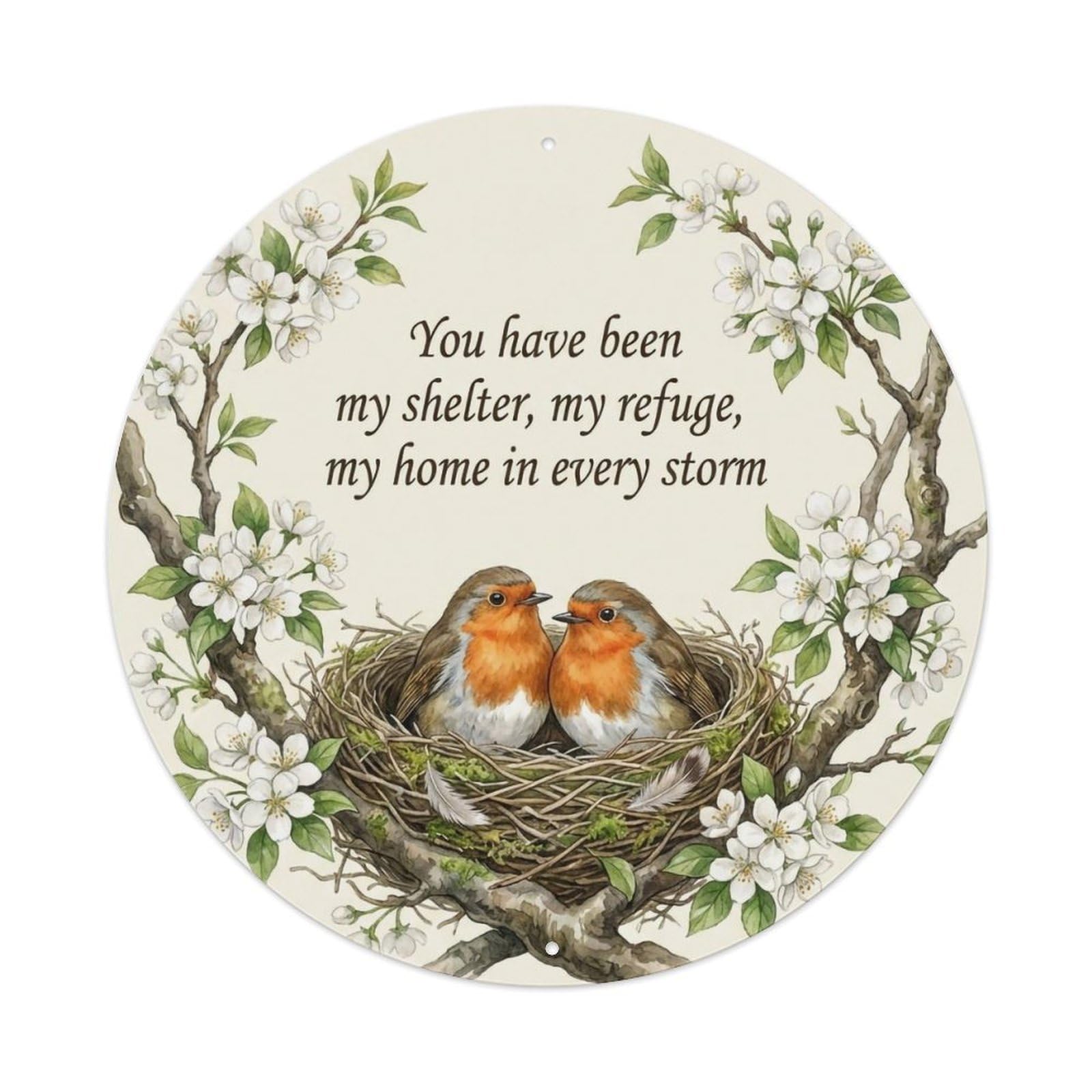 European Robin Garden Sign Heaven Love Shelter Metal Tin Sign