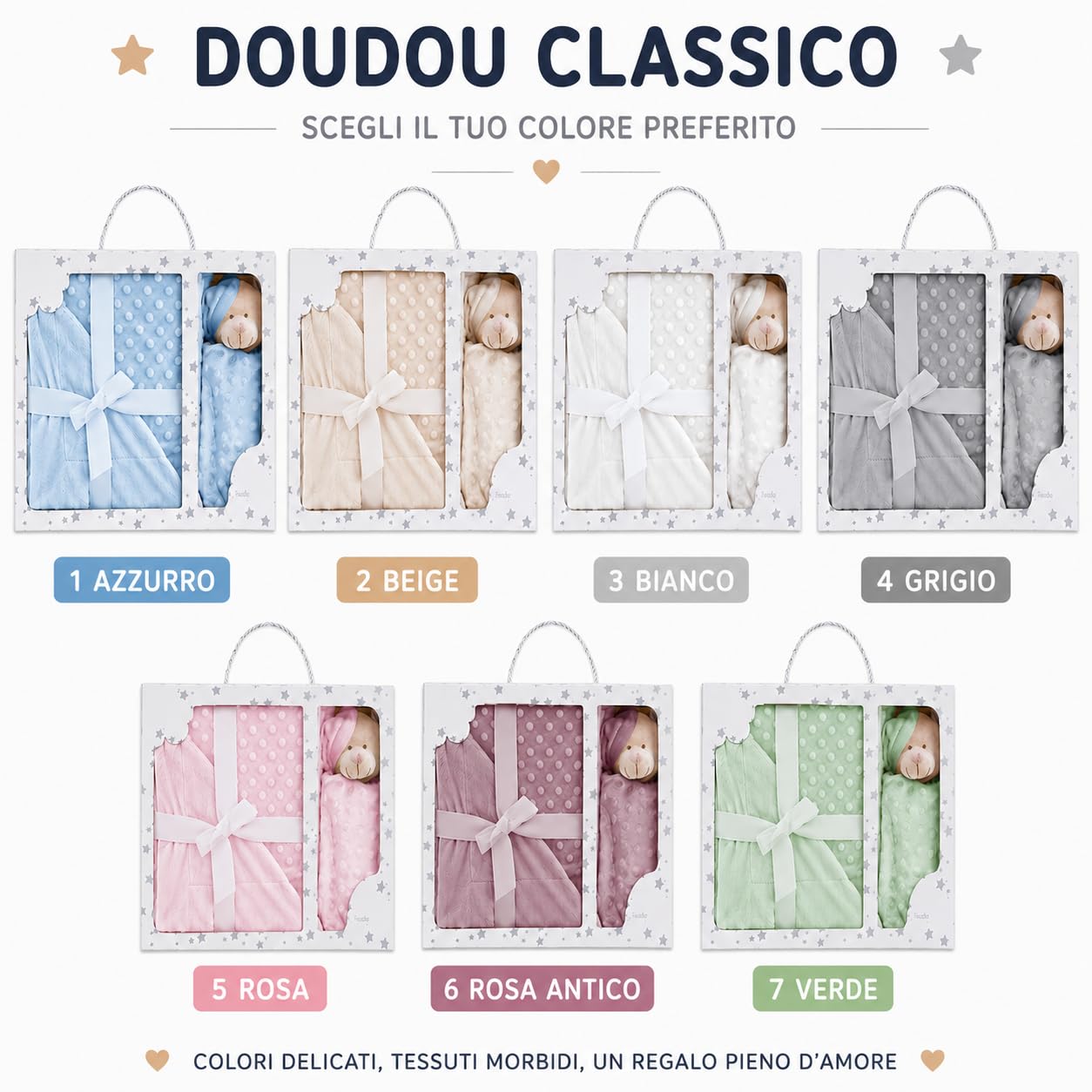 variouss Coperta per neonati personalizzata con nome ricamato, pile ultra morbido con piumone, regalo di nascita, battesimo, baby shower, ragazza e ragazzo (coperta + doudou)