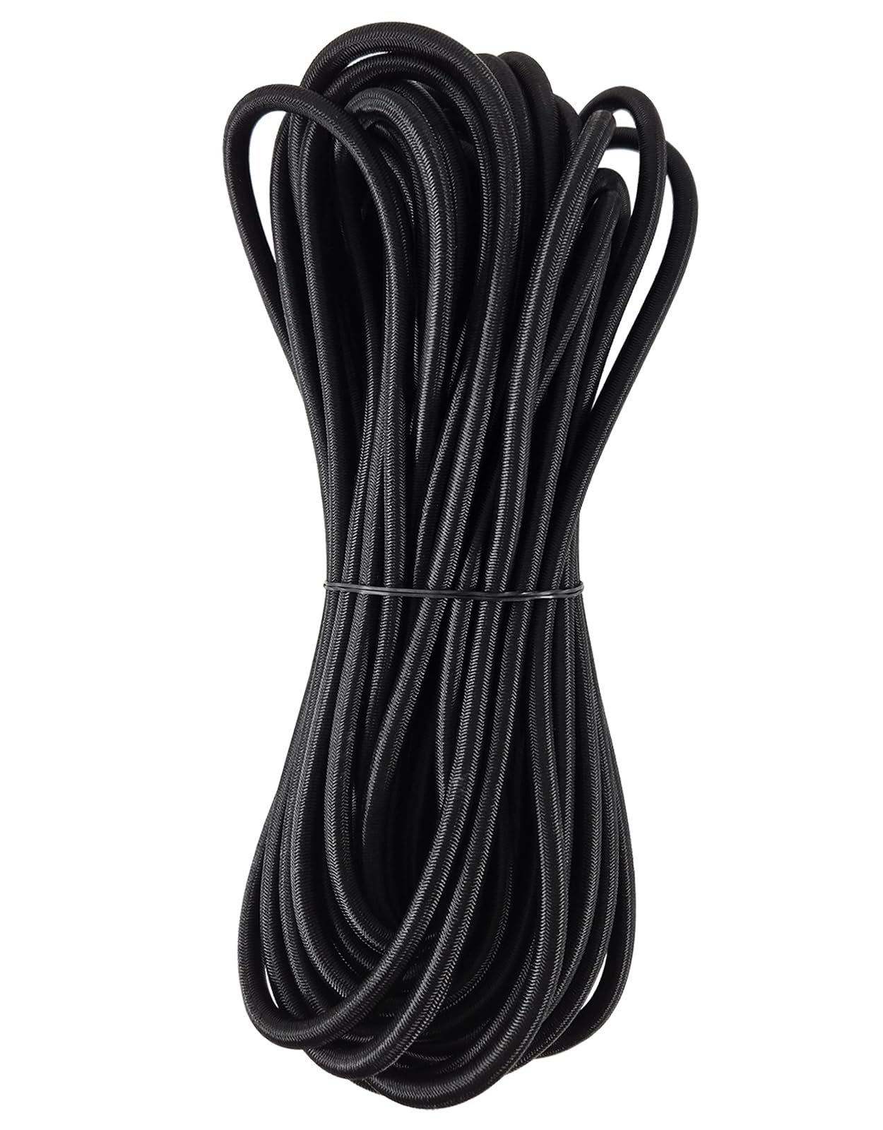 Bungee Shock Cord Real Rubber UV Resistant 1/4" Diameter 50ft Length for Kayak Stretch String, Black Color