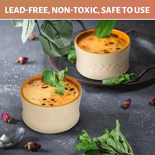 Miniatura 4 de Ramekins - Juego de 6 moldes pequeños de 8 onzas, aptos para horno, Ramiken Creme Brulee, juego de 6 platos de soufflé para horno, de 8 onzas, aptos