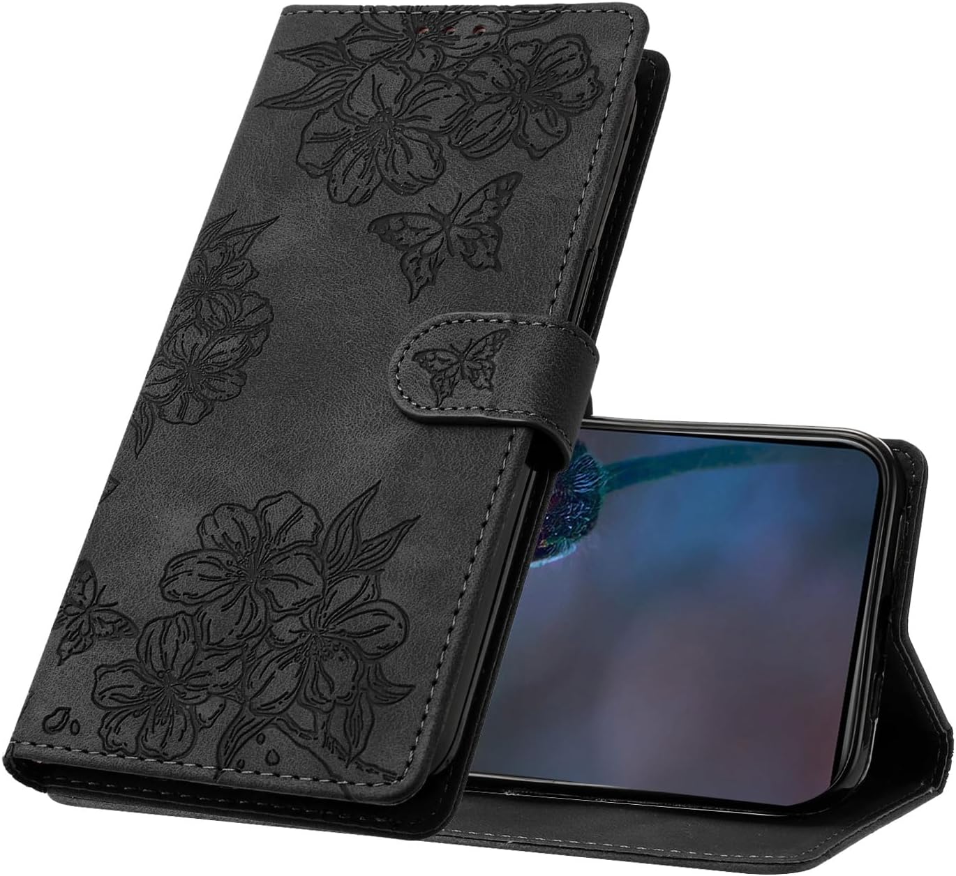 Case for Samsung Galaxy A16 5G, PU Leather Folio Flip Wallet Case with [Credit Cards Holder][Kickstand][Magnetic Closure] Protective Cover for Galaxy A16 5G,Black YH