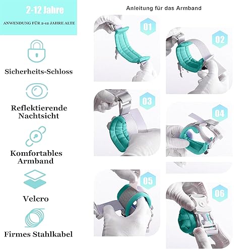 Miniatura 8 de Arnés para niños pequeños, correa para caminar, con correa de muñeca antipérdida para niños, arnés de seguridad para niños, mejorado con reflectante