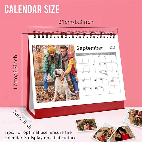 Miniatura 2 de Calendario de escritorio personalizado 2026 con tu foto, calendario mensual de 13 imágenes, regalo de bricolaje para la escuela, oficina, uso