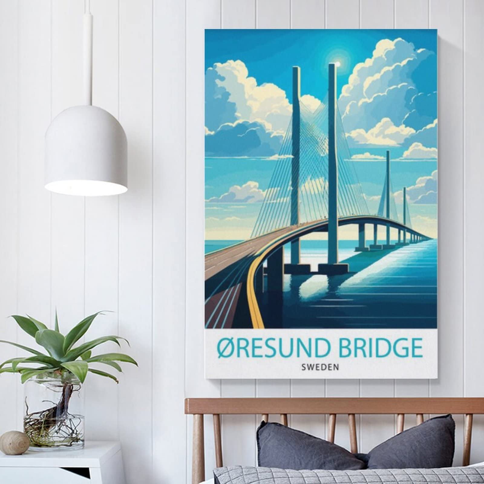 YUKO✽Gustavsberg ✽Oresund 18cm プレート3枚 Amazon.com: Oresund Bridge Sweden Vintage Travel Posters Landscape