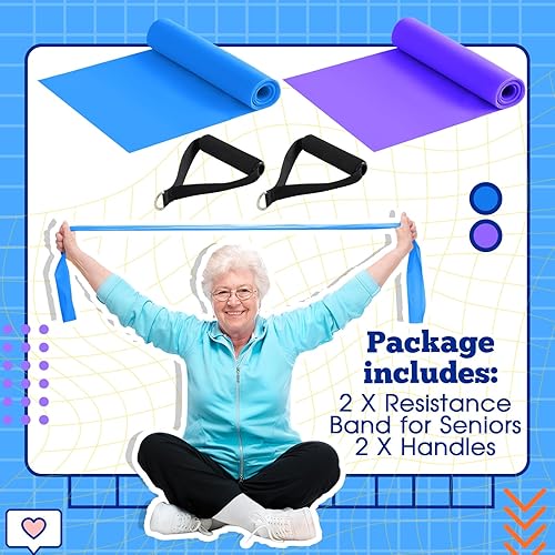 Miniatura 3 de 2 bandas de resistencia con asas, equipo de ejercicio para personas mayores, banda de terapia física, regalos para mujeres mayores, rehabilitación