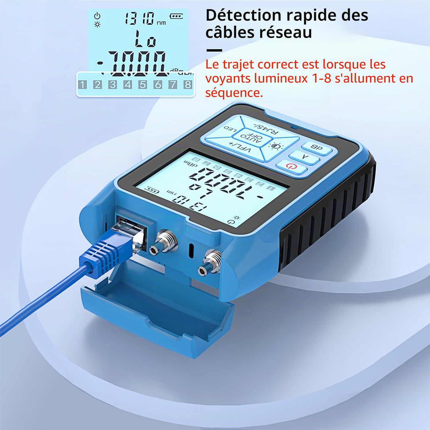 Mini-wattmètre optique tout-en-un, localisateur visuel de défauts 10 mW | Testeur de fibre optique, plage de mesure : -70 à +10 aBm, Aucune fonction de testeur ou de connecteur RJ45