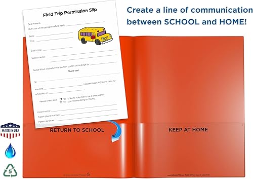 Miniatura 4 de Nicky's Folder - Carpeta para padres y profesores, patentada, resistente a desgarros, plástico flexible, 2 bolsillos interiores, 2 fundas