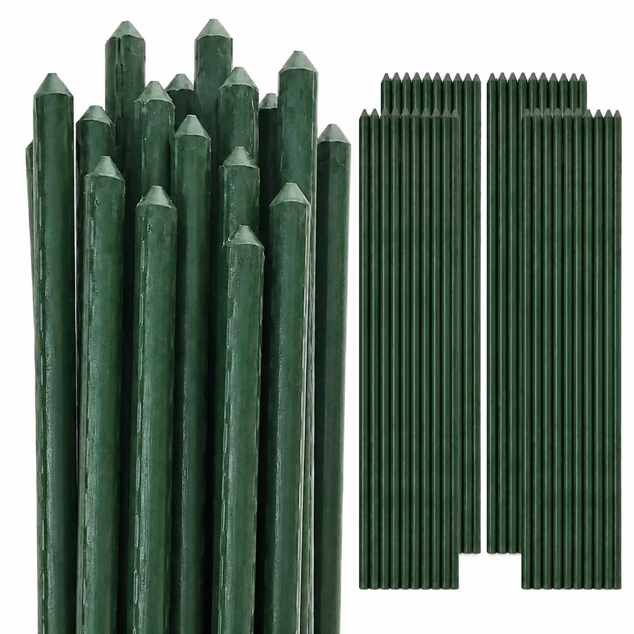 1.2m PVC-Coated Plant Support Poles, 11mm Thick – Rust-Resistant Garden Stakes for Climbing Plants, Tomatoes, Beans, Roses & Vegetables. Durable Green Plant Supports for Indoor & Outdoor Use (40 Pack)
