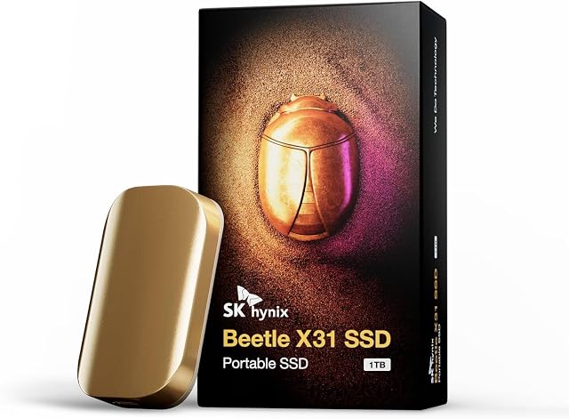 SK Hynix Beetle X31 1TB Portable SSD with DRAM - up to 1050MB/s, USB 3.2 Gen2, External Solid State Drive for PC/Mac/Tablet/Android/Gaming Consoles