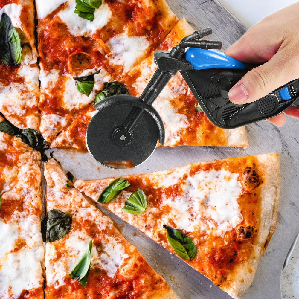 Tagliapizza A Forma Di Bicicletta - Lame Acciaio Inox Antiaderente, Con Cavalletto, Colore Arancione - Foto 2