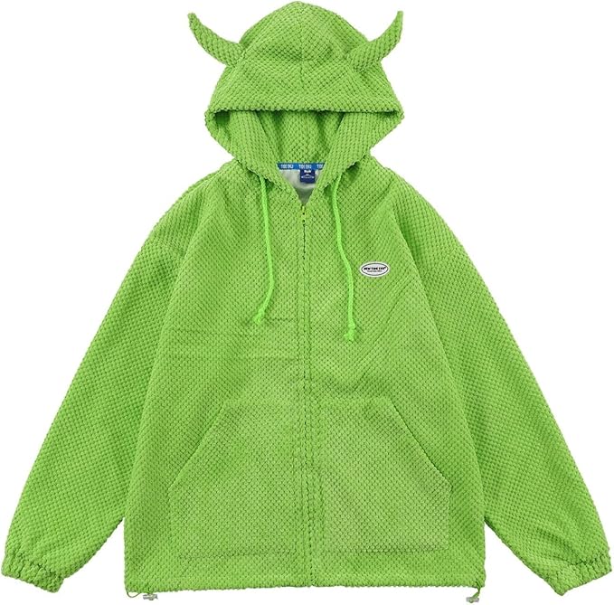 Amazon アウター 春秋 メンズ ジャケット パーカー フード付き 可愛い 悪魔の角 ジップアップ ジャンパー カッコイイ 長袖 カジュアル 柔らかい カーディガン おしゃれ 日常 スポーツ ストリート ユニセックス 大きいサイズ 服 ファッション小物 通販