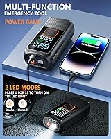 Vista 7 de Inflador de neumáticos, compresor de aire portátil, bomba de aire recargable de 150 PSI con manómetro digital y luz LED, bomba de neumáticos