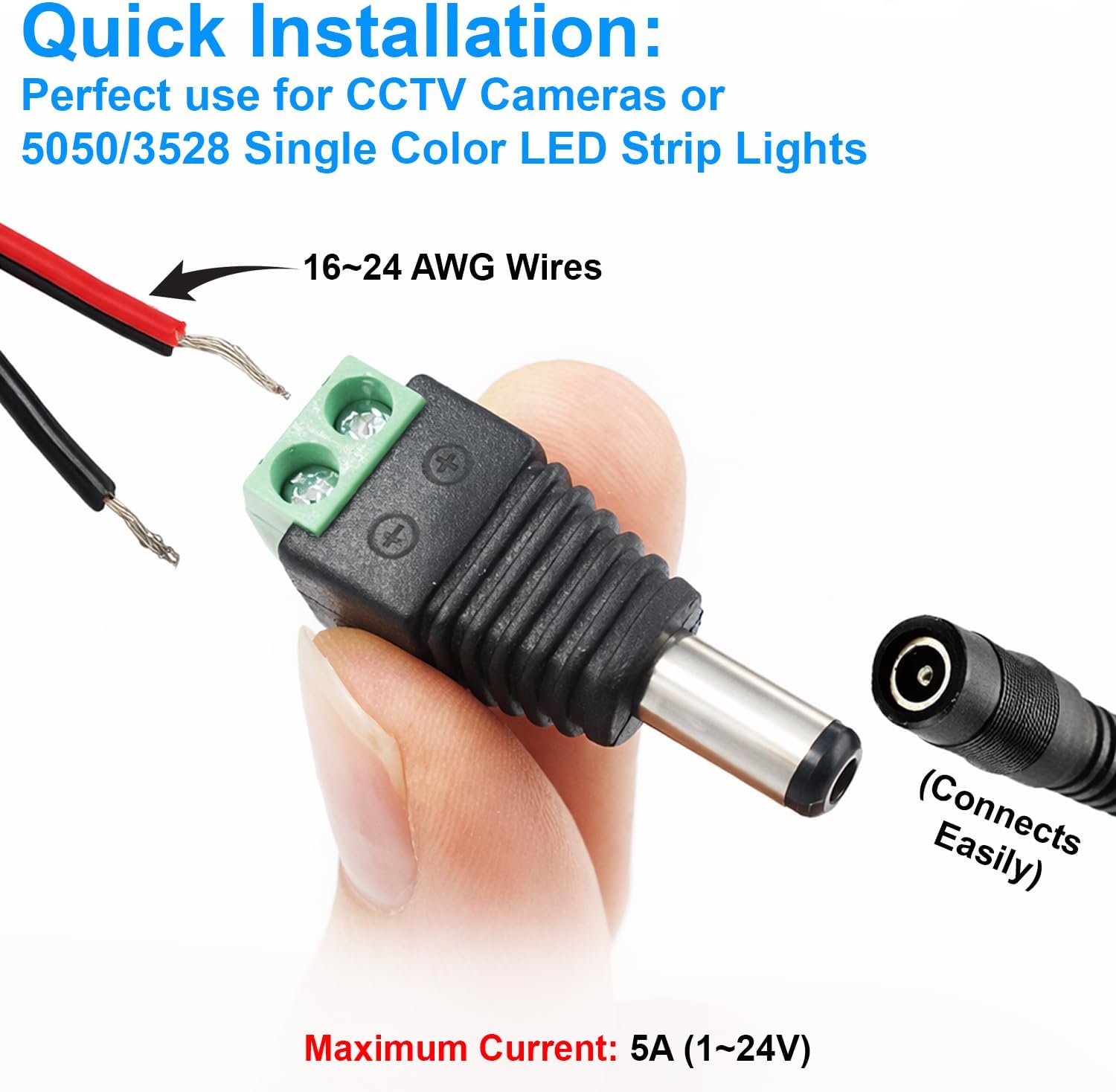 2 Male + 2 Female 12 V 2.1x5.5mm DC Power Jack Plug Adapter Barrel Connector for CCTV Security Camera LED Strip - Image 3