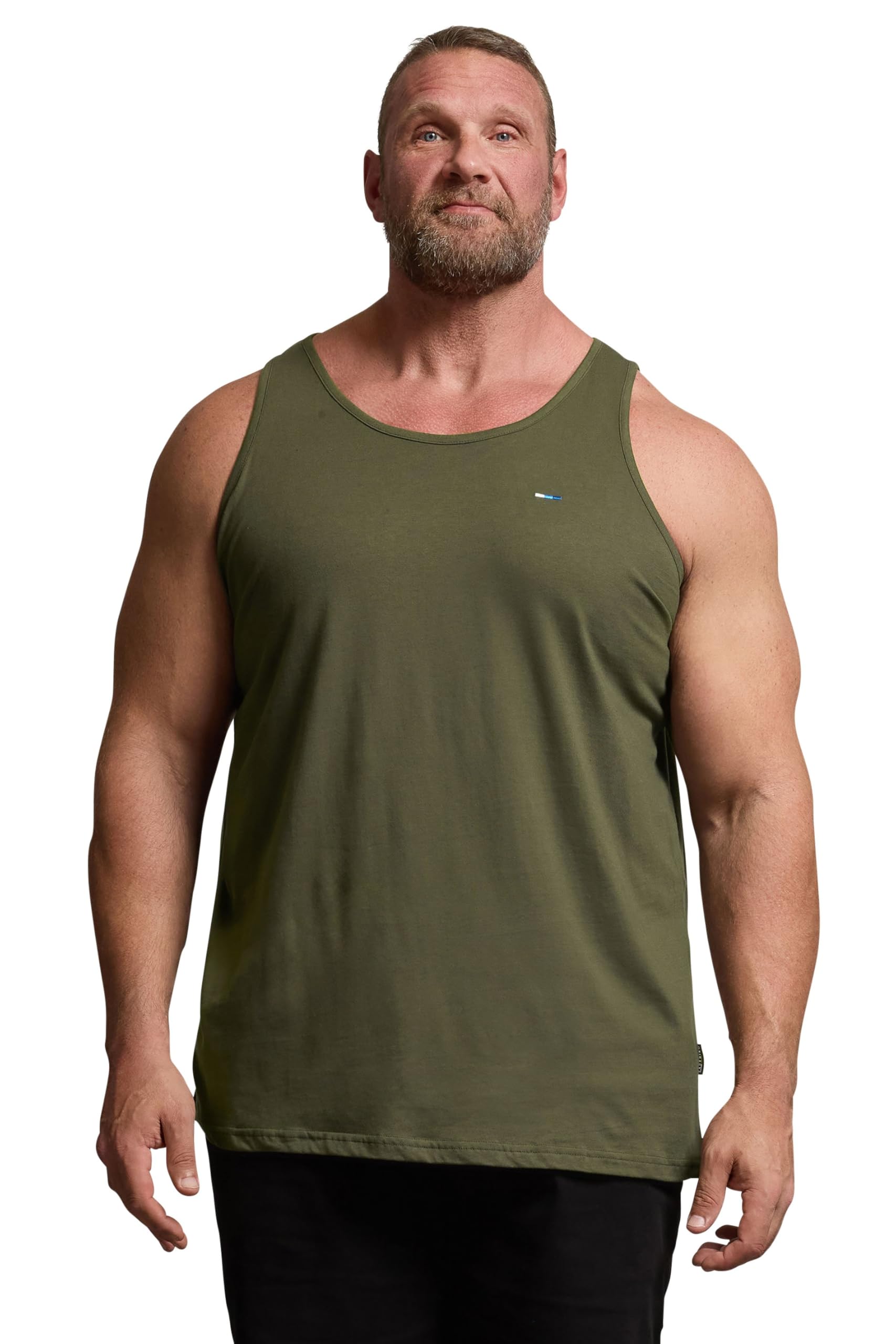 BadRhino Big & Tall Green Plain Vest Top - Men's - Plus Size Curve