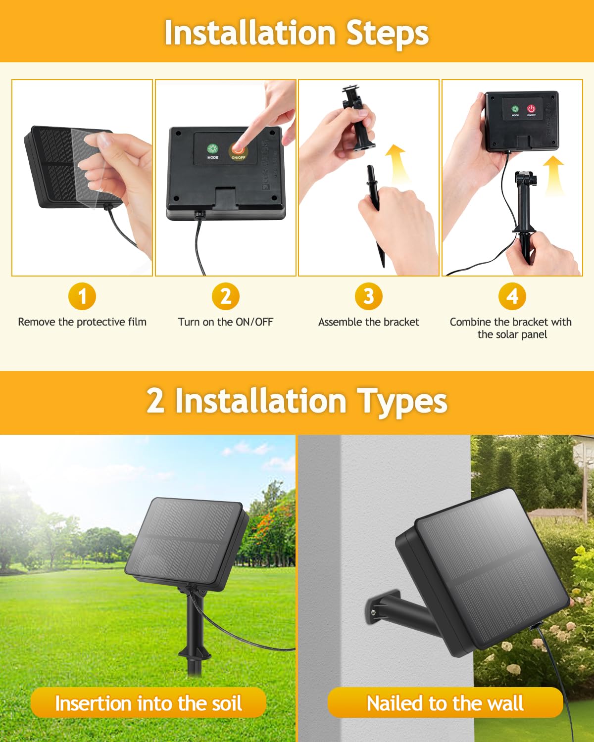Catena di luci solari per esterni, 30 m, 300 LED, resistente alle intemperie