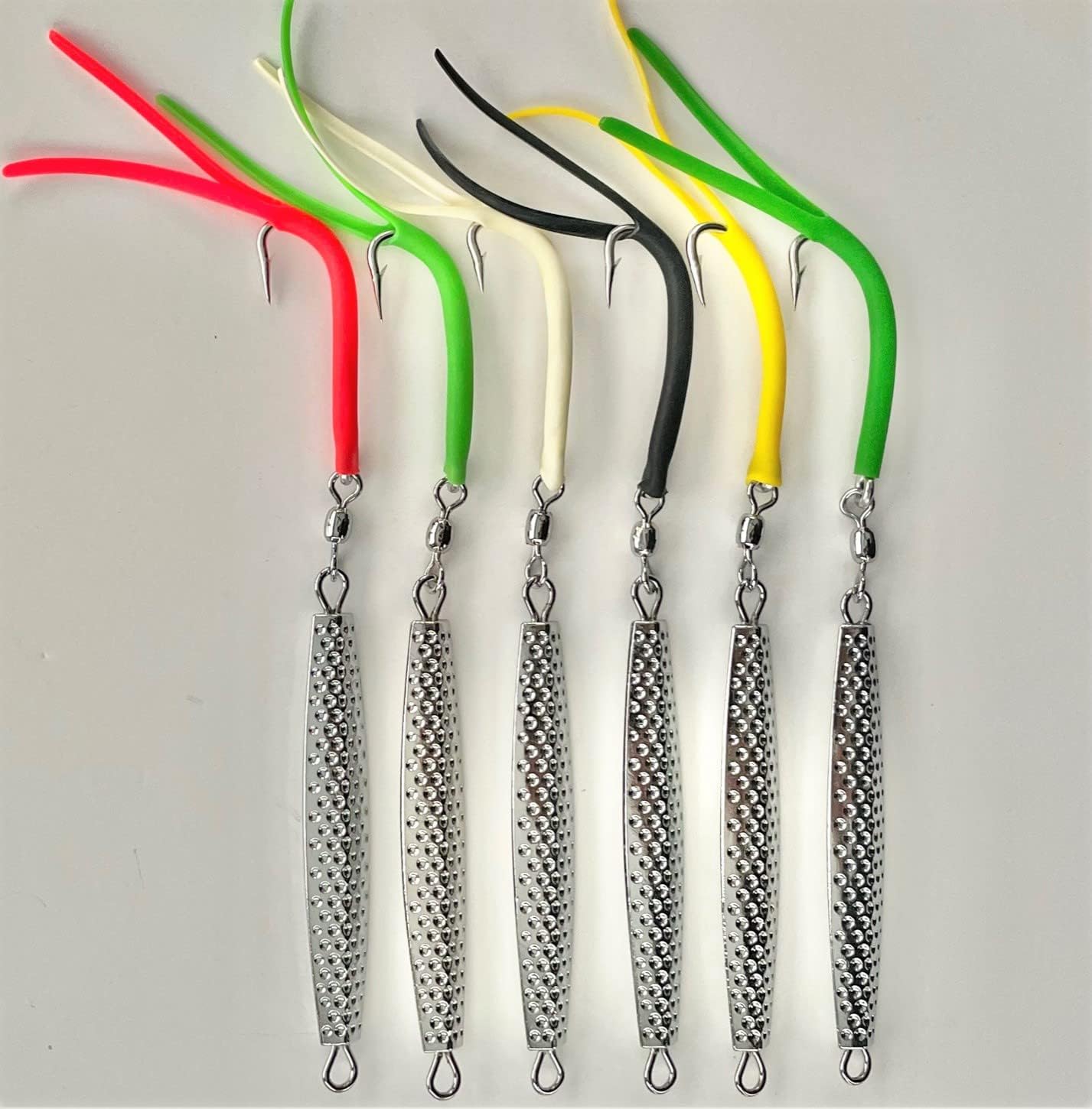 -6 - A-27 Ava Chrome Hammered Diamond Jigs 3 oz. with Split Tube Tail Hook …