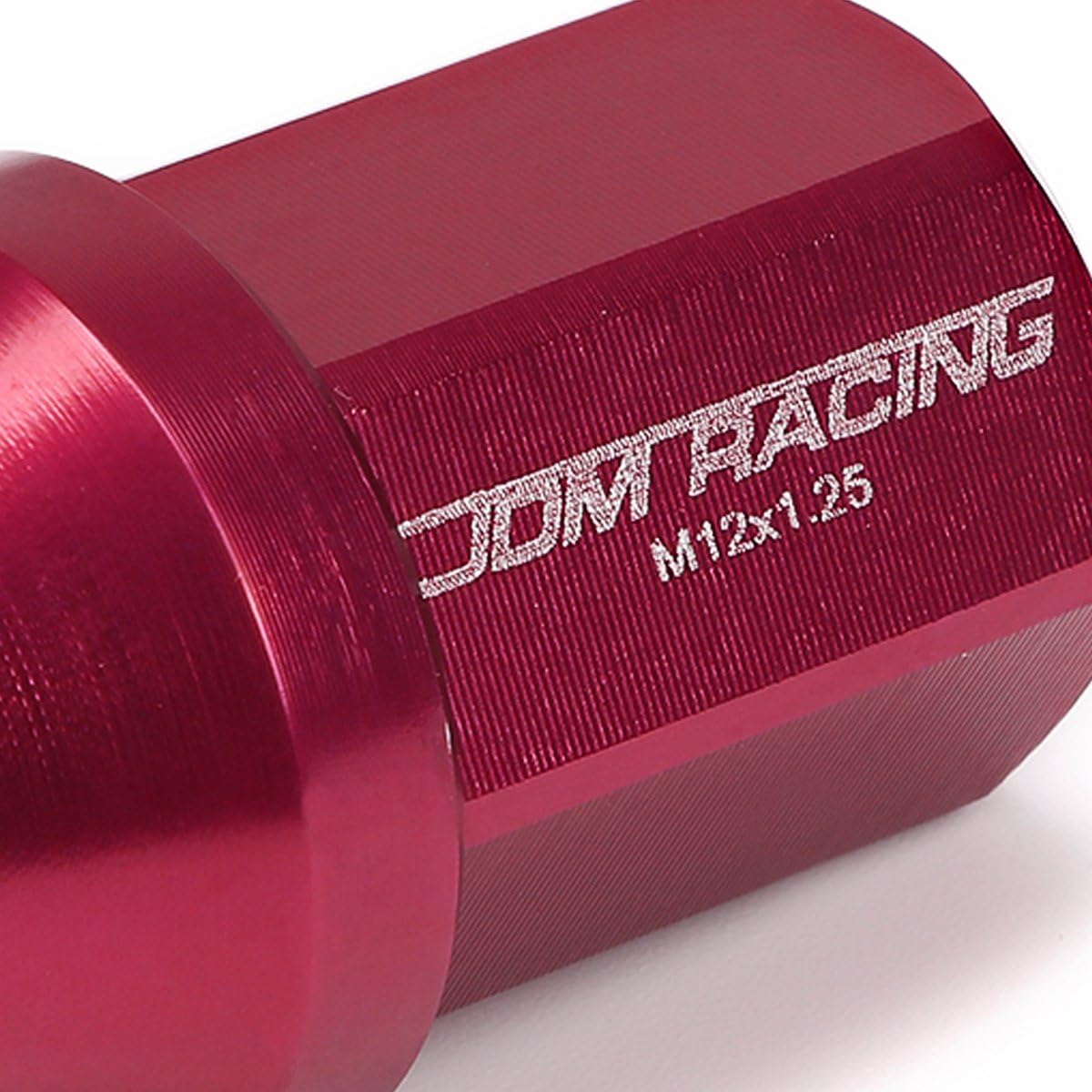 DNA Motoring M12x1.25 Universal Aluminum Lug Nuts, 20 Pcs Anodized Finish Closed End Acorn Nuts w/Socket Key, Pink Accents for Conical Seat, LN-ZTL-9018-125-PK