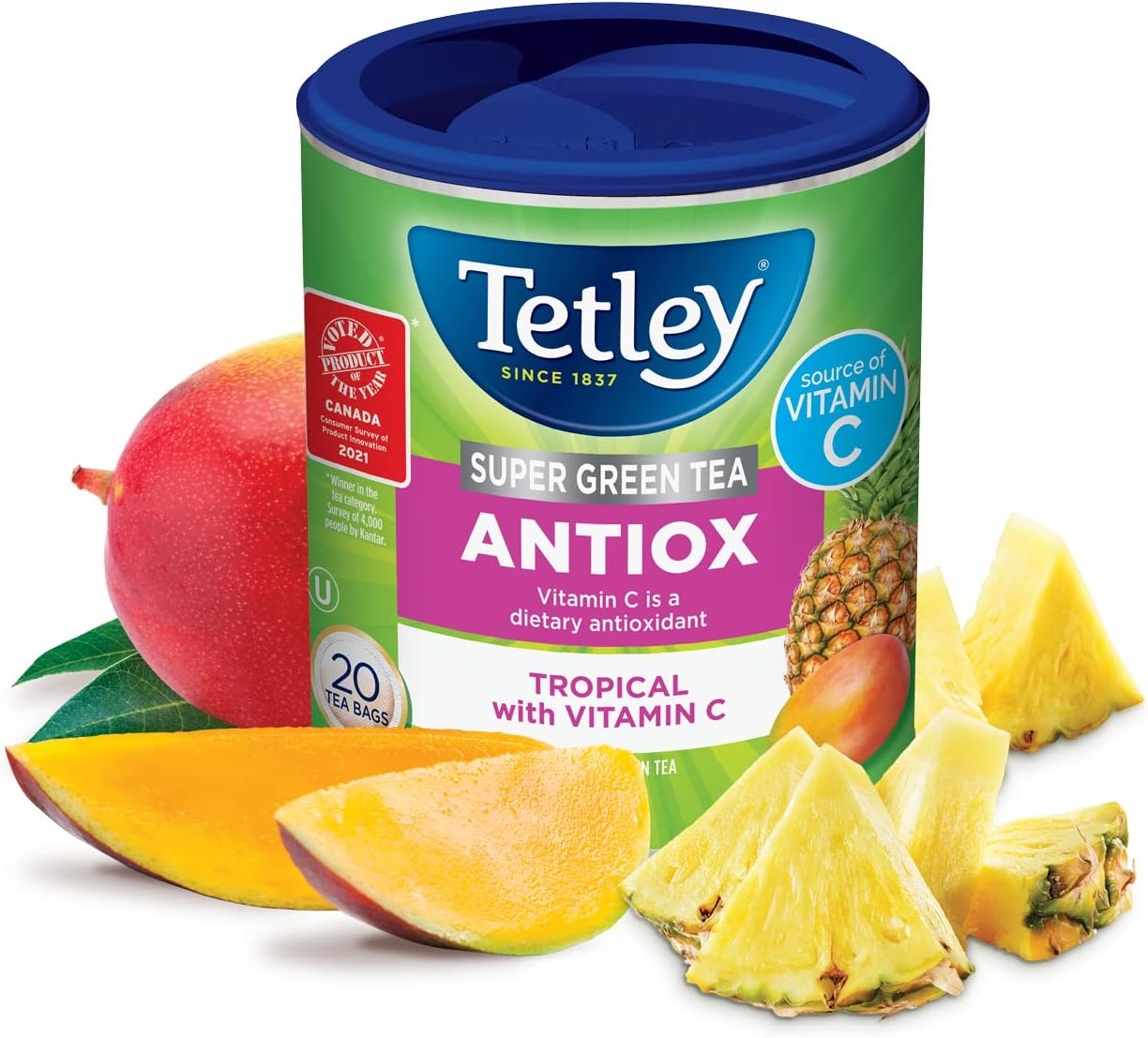 Tetley Super Green Tea Antiox Tropical Flavours with Vitamin C 20