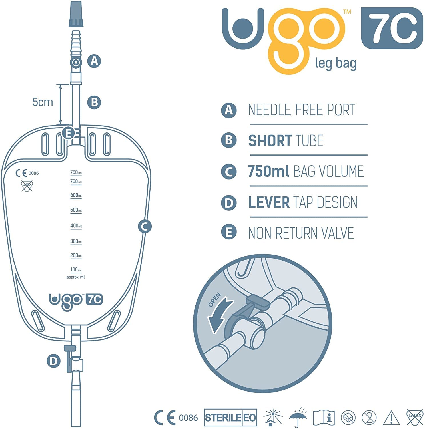 Buy Ugo Leg Bags (x10) Urine Drainage Bags/Catheter Leg Bags, T Tap