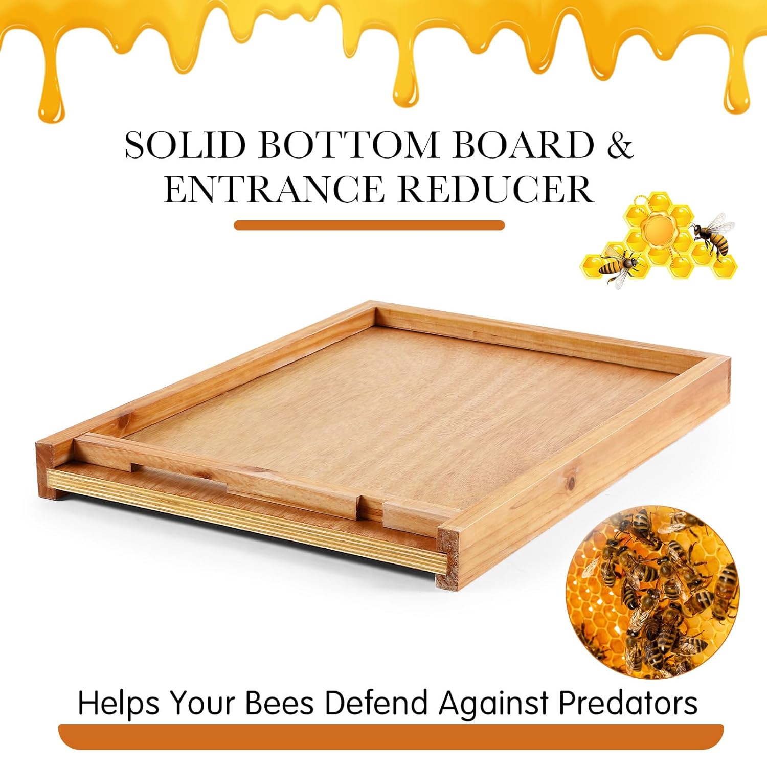 6 Pcs Beehive Parts Kit for 10 Frame Bee Hive Includes Telescoping Top Cover Oval Bee Escape Inner Cover Solid Bottom Board Entrance Reducer and Queen Excluder Dipped in Beeswax(White)