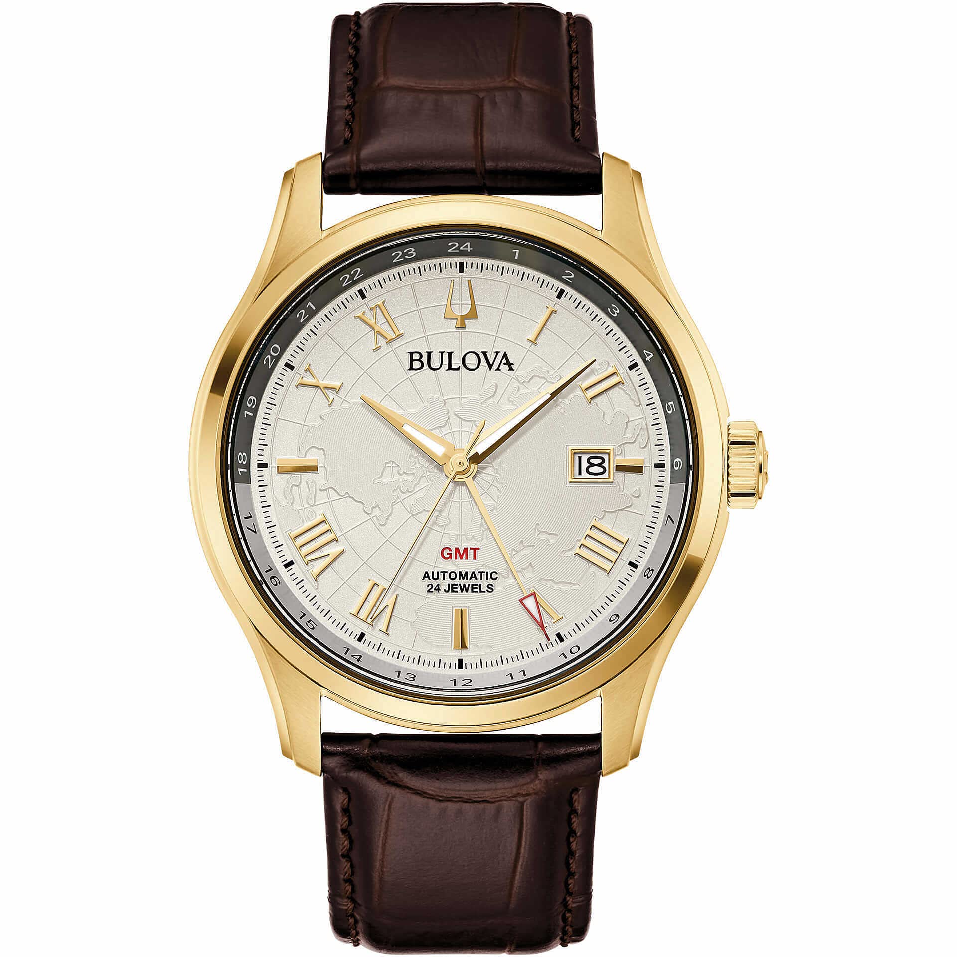 Bulova 97B210 - Reloj analógico automático para Hombre con Correa de Piel, Dorado/marrón, Correa