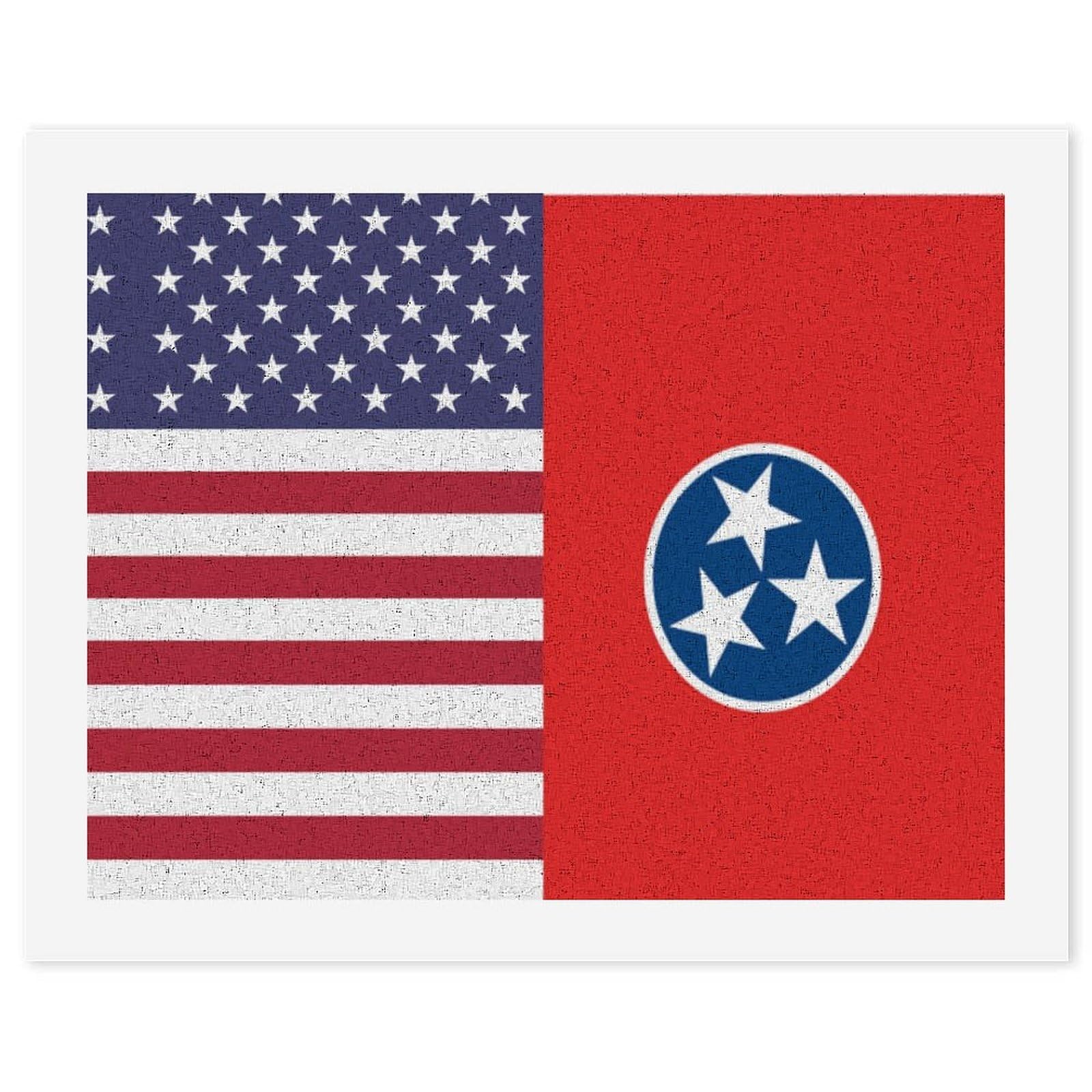 Malen nach Zahlen, Motiv: US- und Tennessee-Flagge, bedrucktes Malen-nach-Zahlen-Set für Erwachsene, Anfänger, bunt, DIY, einfaches Malen für Zuhause, Wanddekoration
