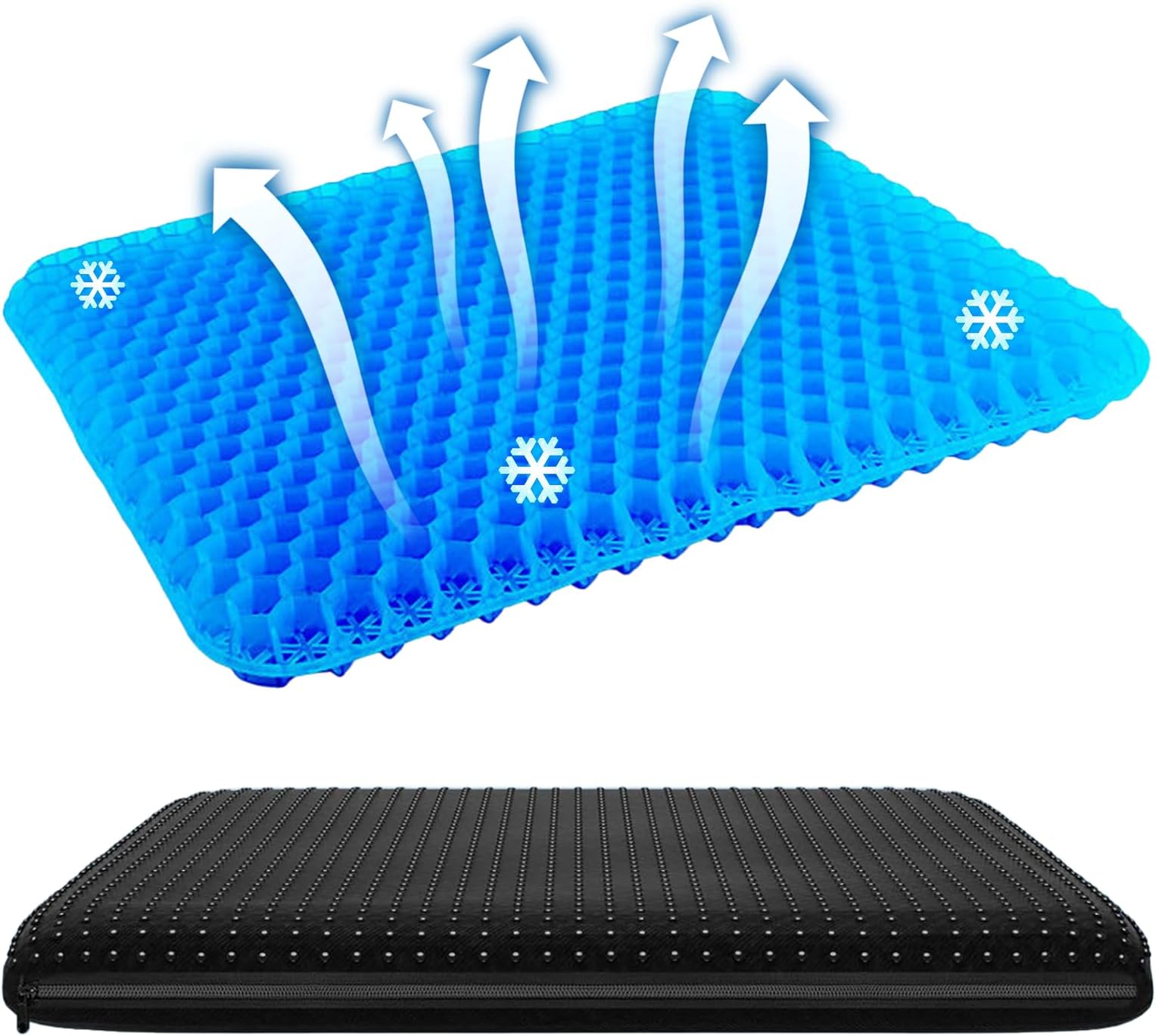 Gel Cushion for Sitting with Non Slip Covers, Honeycomb Double Thick Soft Seat for Long Sitting Car Office (40 * 35 * 2.5)