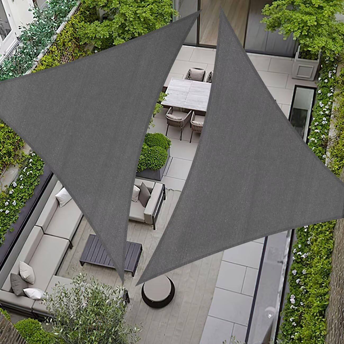 ChasingMoon Sun Shade Sail Triangle 6' x 6' x 8' Grey UV Block Outdoor Sunshade 185GSM for Patio Backyard Lawn Outdoor Activities(We Make Custom Size