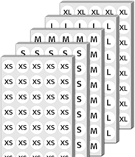 3/4" Clothing Size Round Sticker Labels - 5 Sizes (XS, S, M, L, XL), Pack of 2000
