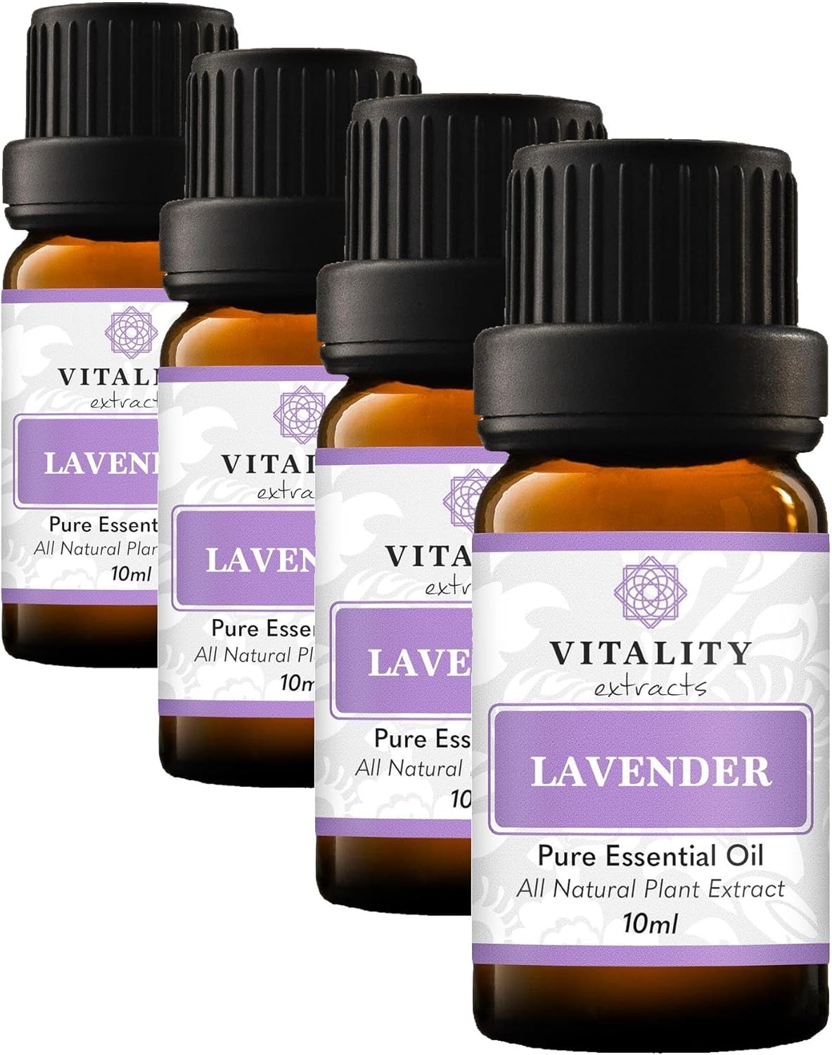 Vitality Extracts Lavender Essential Oil - Natural Calm, Stress Relief, Skin Care, Rest & Relaxation, Fresh Scent, Undiluted (Pack of 4)